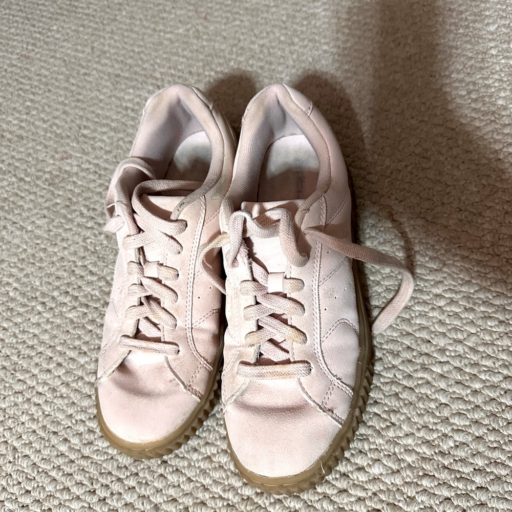 Preppy pastel pink platform sneakers